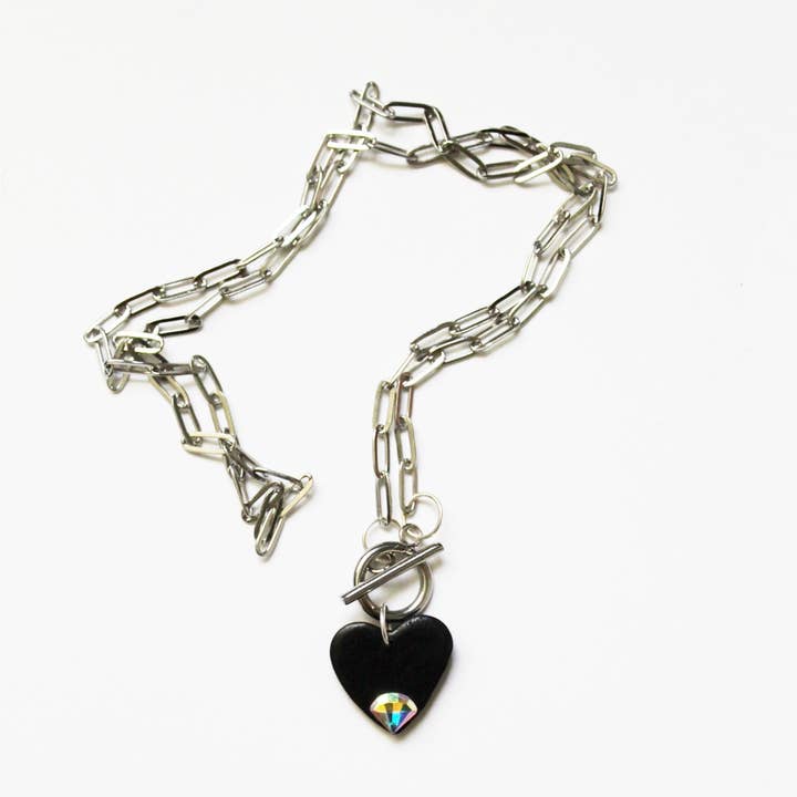 Sort hjerte halskæde for engroshandel hos DisEM