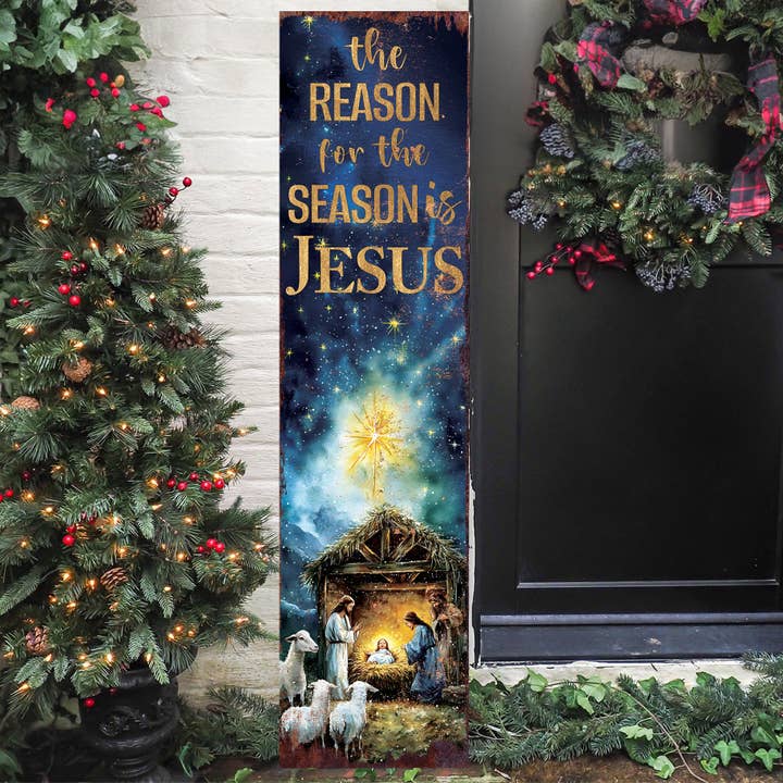 Meaningful Christmas Porch Sign | Jesus is the Reason Entryway Art for wholesale by TX USA Corporation