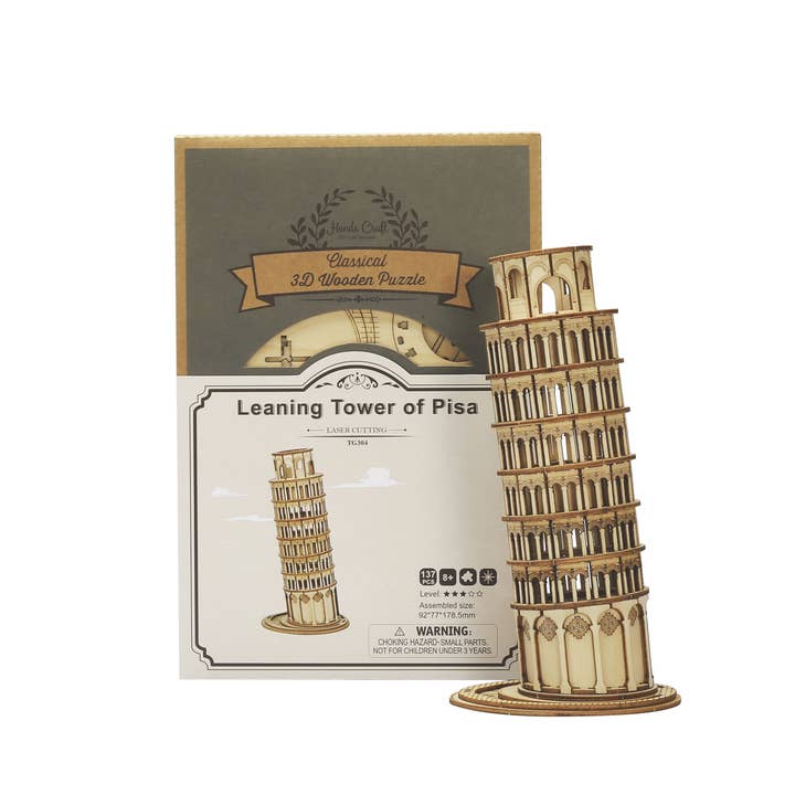 Hands Craft - Wholesale Puzzle - Kids - 3D Laser Cut Wooden Puzzle: Leaning Tower of Pisa