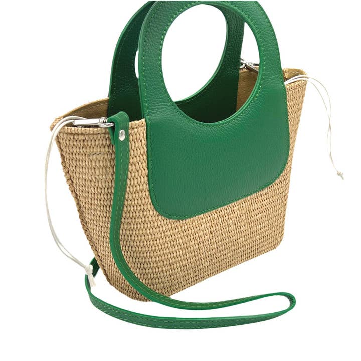 Suie Valentini srl - Wholesale Beach Bag - Summer collection, raffia and genuine leather handbag, Made in Italy, art. 1125947