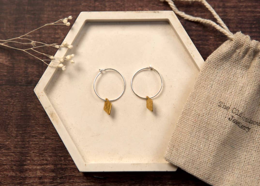 The Old Farmhouse Jewellery – wholesale Dangle earrings – Small Brass Earrings, sterling silver, brass charm, dainty11