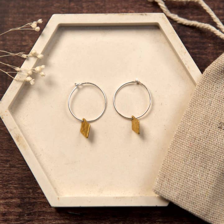 The Old Farmhouse Jewellery – wholesale Dangle earrings – Small Brass Earrings, sterling silver, brass charm, dainty11