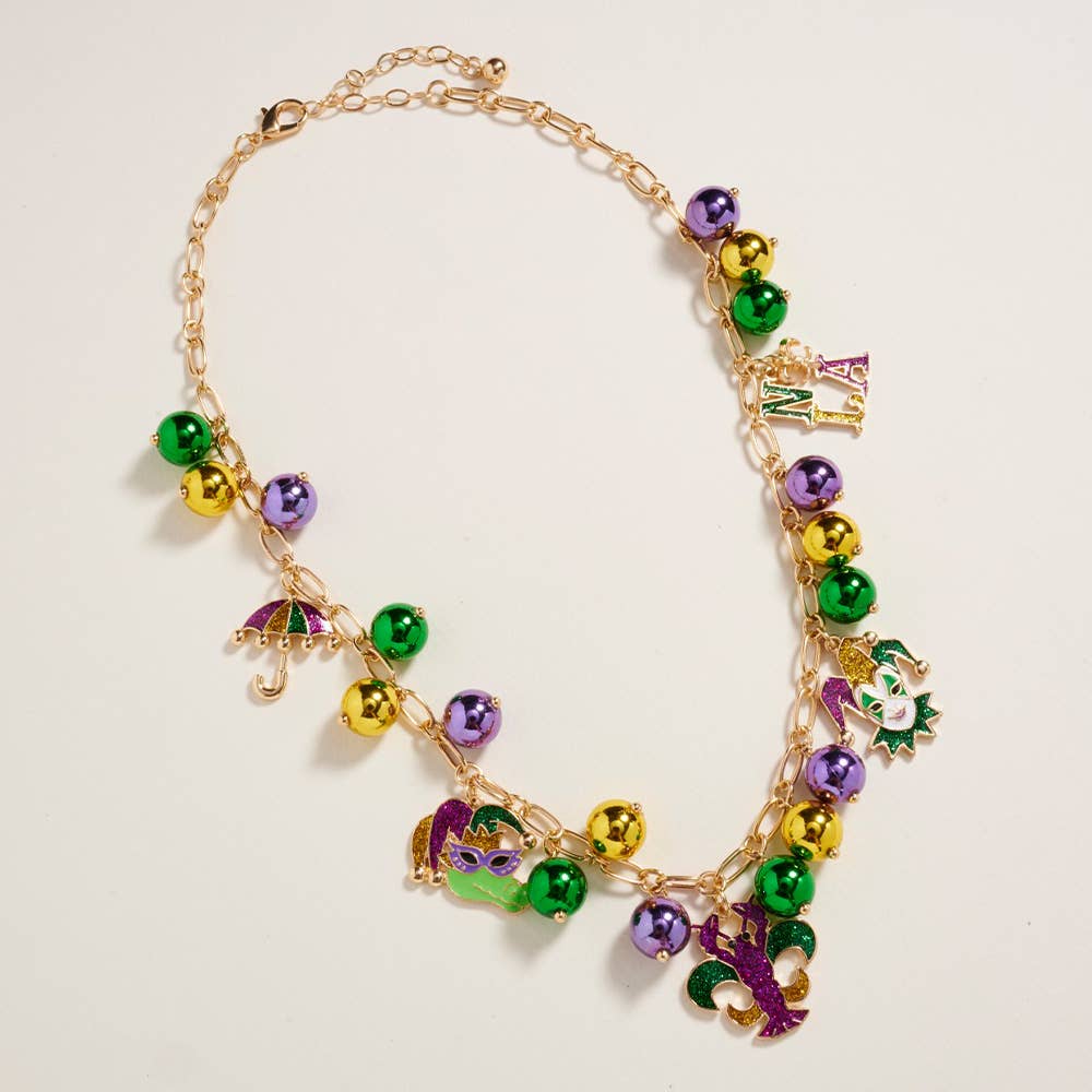 Sensibling Corp. - Wholesale Pendant/Charm Necklace - Mardi Gras Charm Beads Statement Necklace4