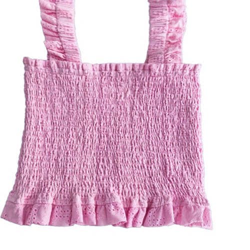 Witte gesmokte top A33 voor wholesale door Little Olin