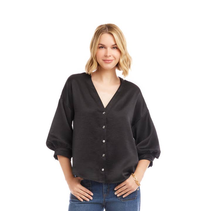 Lantern Sleeve Crystal Rhinestone Button Satin Top and other Purchase Wholesale rhinestone buttons. Free Returns & Net 60 Terms on Faire trending on Faire.