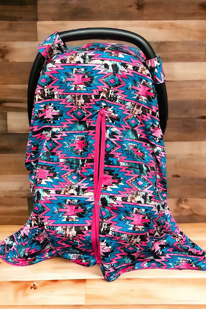 Kids Charm Online - Wholesale Car Seat Cover - Kids & Baby - AZTEC PRINTED CARSEAT COVER W/ORANGE SOFT FABRIC.1