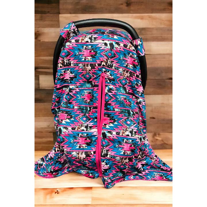 Kids Charm Online - Wholesale Car Seat Cover - Kids & Baby - AZTEC PRINTED CARSEAT COVER W/ORANGE SOFT FABRIC.1