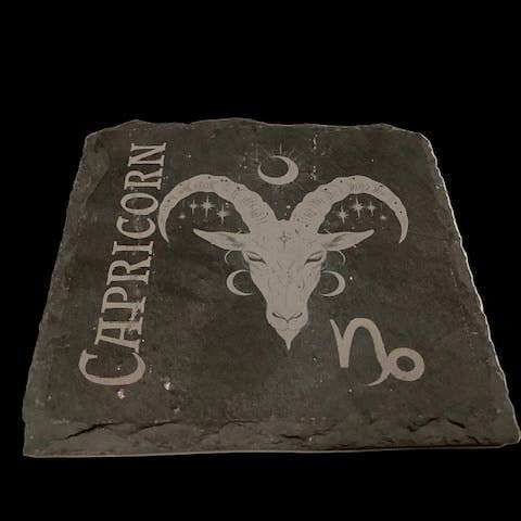 Dessous de verre en ardoise du zodiaque Capricorne pour la vente par Blaise the Witch
