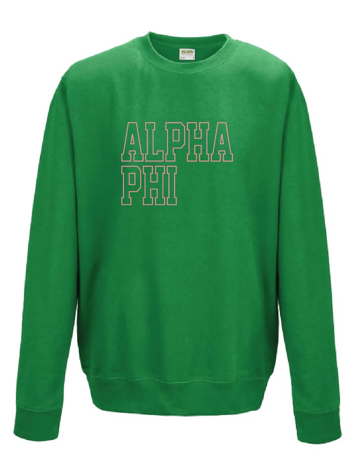 Swag - Wholesale Graphic Sweatshirt - Unisex - Alpha Phi Block Embroidered Crewneck3