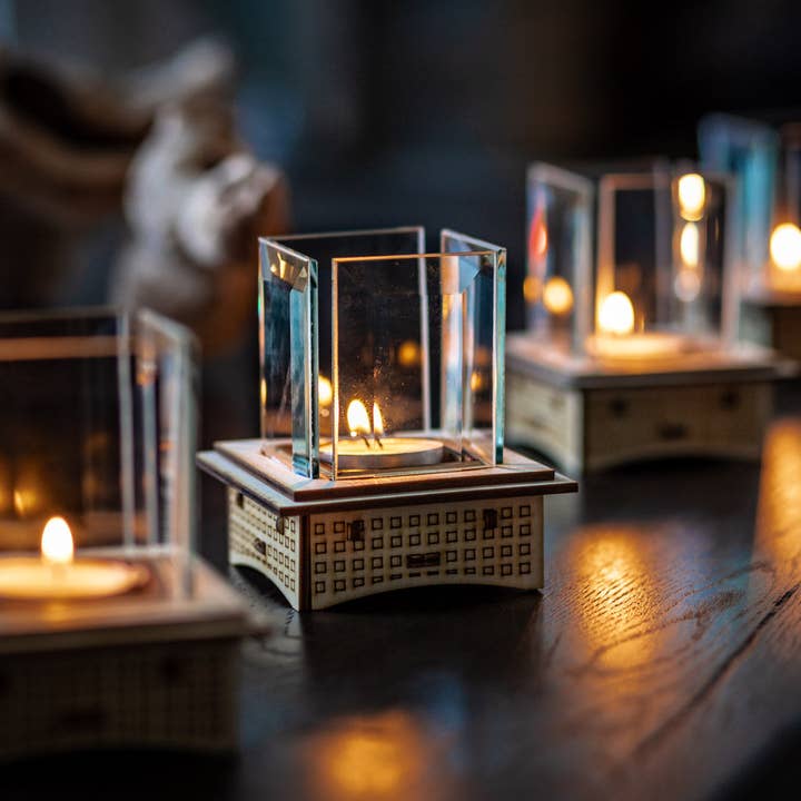 Tabletop Glass Fireplace, 2 sizes to warm your evening! for wholesale by One Man One Garage
