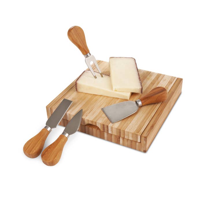 TRUE - Wholesale Cheese Board - Formaggio 8" Bamboo Cheese Board & Tool Kit - Set of 5