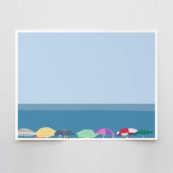 Beach Umbrellas Art Print. Unframed. 210603 for wholesale by Jorey Hurley