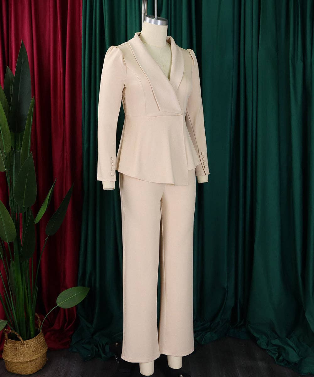 Aria Romance - Wholesale Suit Set - Women's - Ruffled Sleeve Wide-Leg Trouser Set14