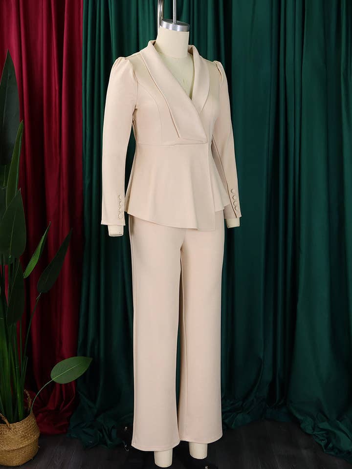 Aria Romance - Wholesale Suit Set - Women's - Ruffled Sleeve Wide-Leg Trouser Set14