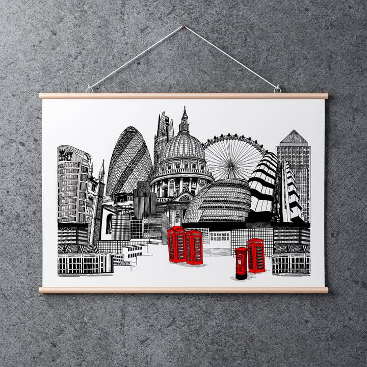 London Skyline Kunstdruck - Giclée-Druck für den Großhandel von Katie Clement Illustration