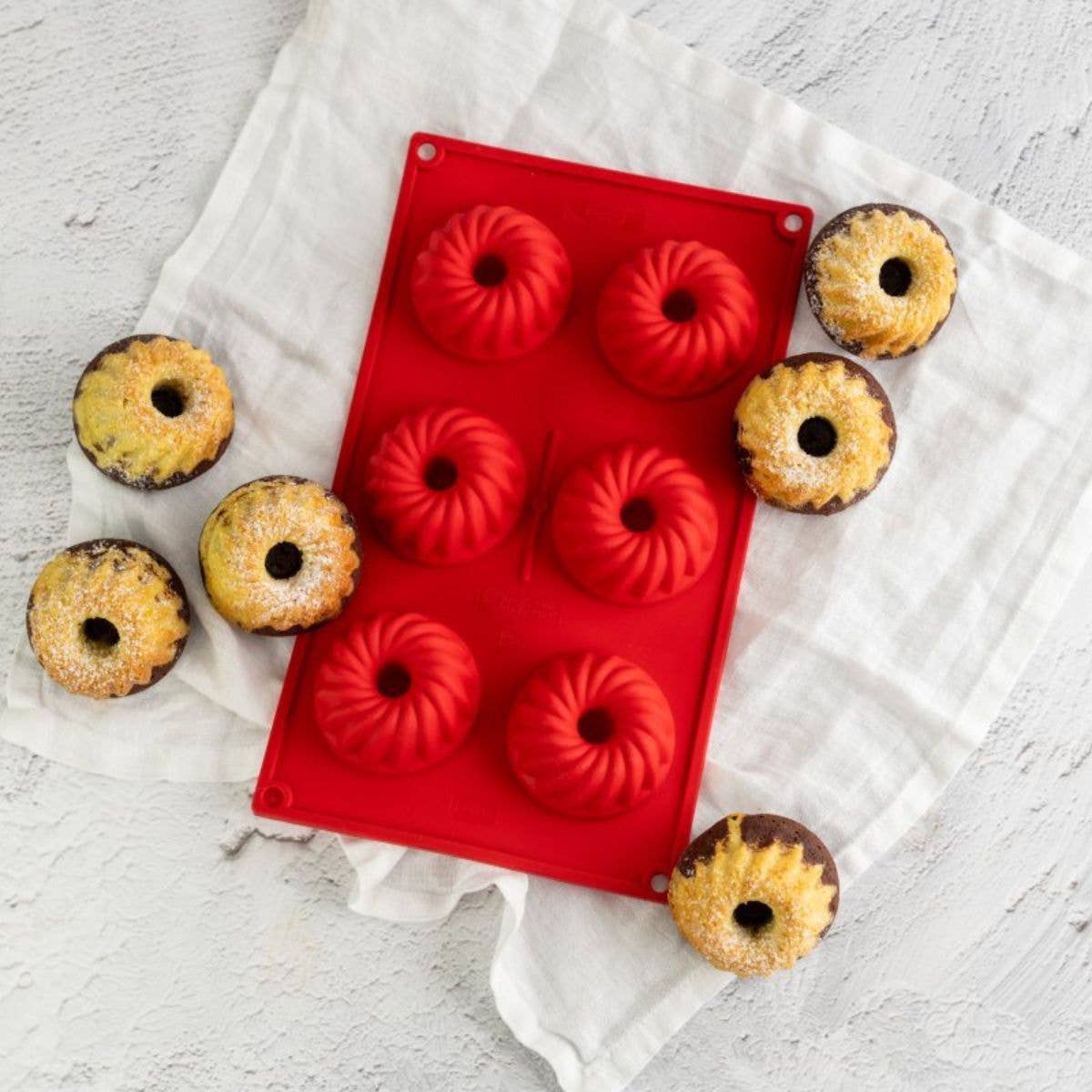 Zenker – wholesale Cake tin – Set of 2 kougelhof molds with 6 cavities 30 x 18 cm Dr.Oetker Flexxibel Love3