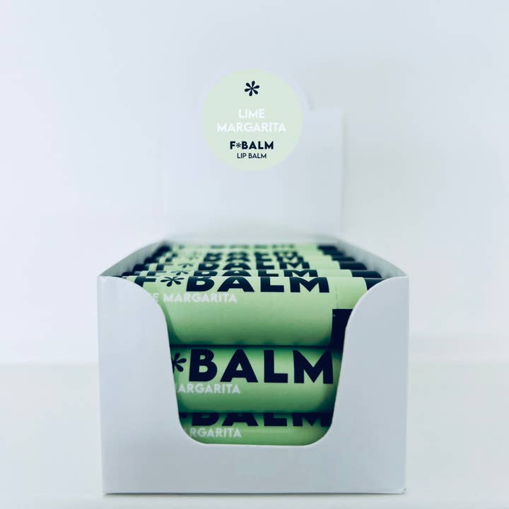 Feuchtigkeitsspendender, aromatisierter Lippenbalsam mit Limetten-Margarita, 18 Packungen für den Großhandel von The F*Balm