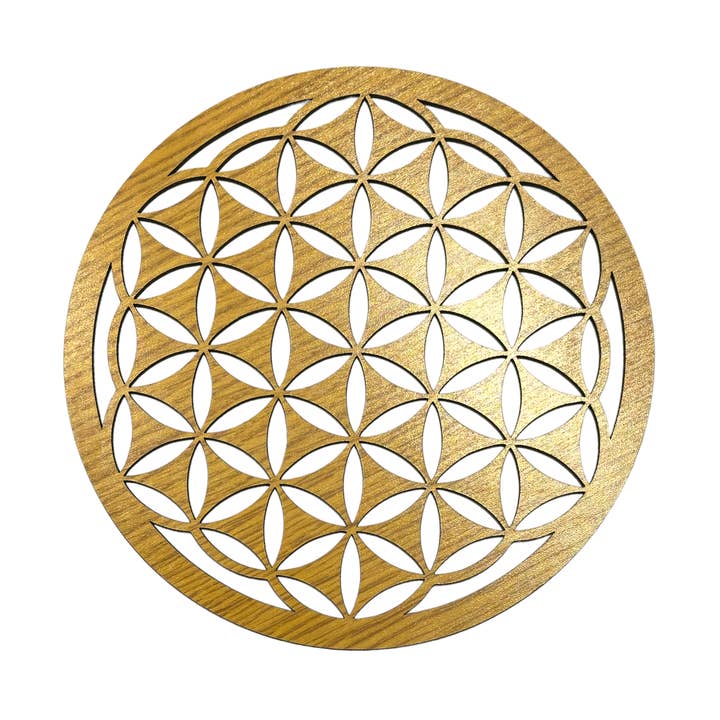 Placa de madera con forma de flor de la vida de 19,5 cm para venta al por mayor de Foliesbijoux