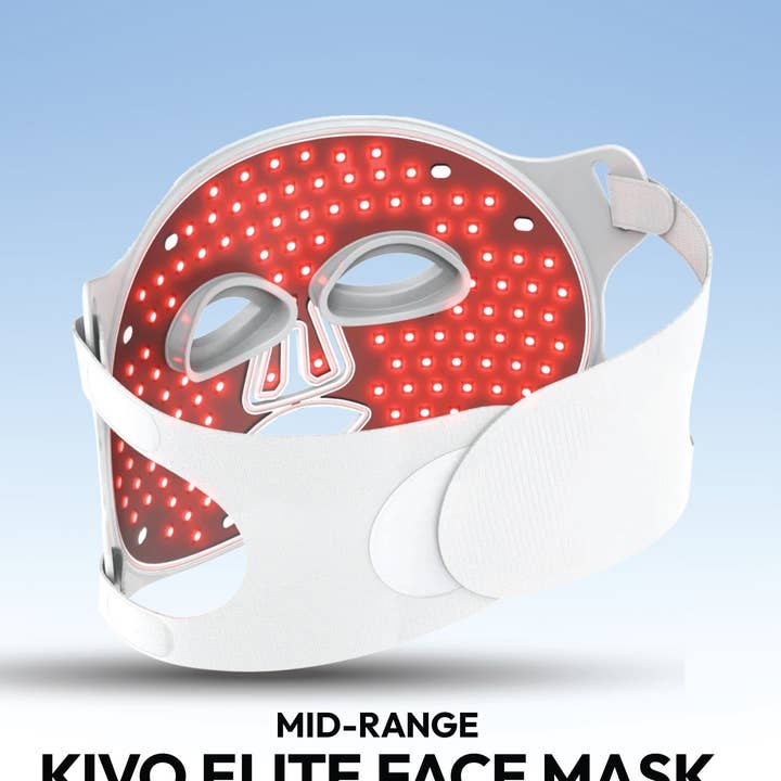 Masque facial Kivo Elite : Thérapie par lumière rouge + proche infrarouge + bleue + jaune pour la vente par Kivo Red Light Therapy