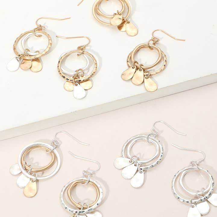 Sensibling Corp. - Vendita all'ingrosso Orecchini pendenti - Orecchini pendenti geometrici in metallo martellato opaco6