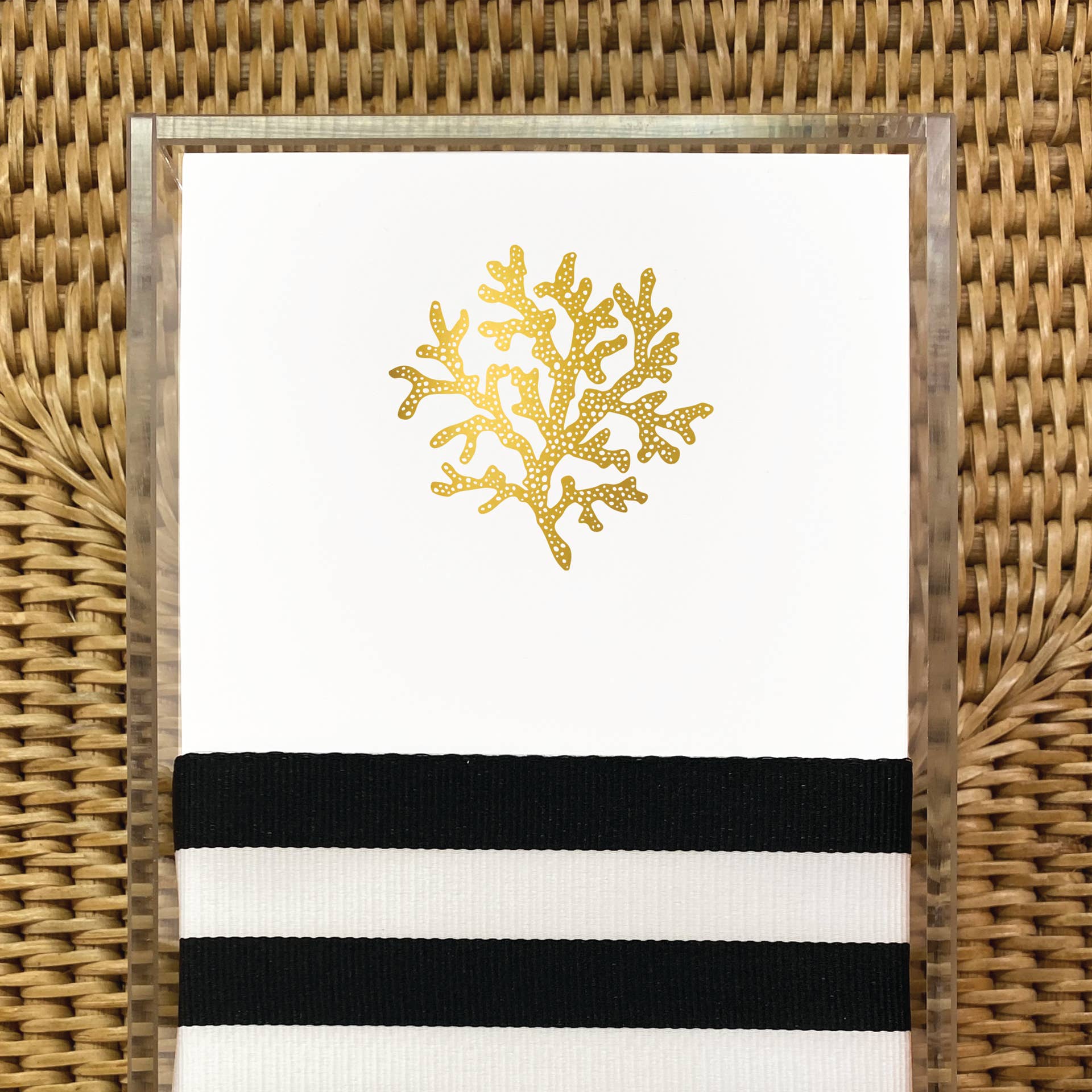 Black Ink - Wholesale Notepad - Long Skinny Gold Foil Coral Notepad0
