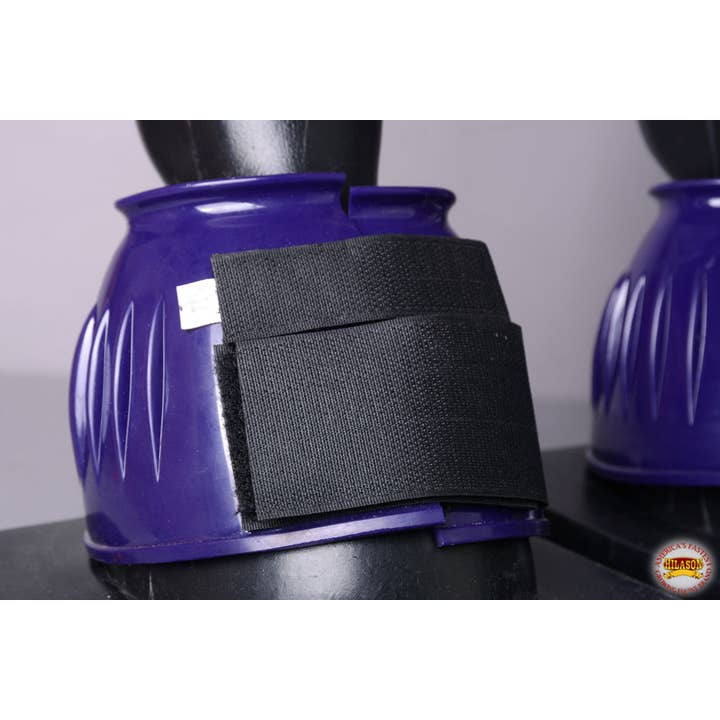 HILASON - Wholesale Horseback Riding Gear - Hilason PVC Ribbed Double Hook and Loop Bell Boots Purple