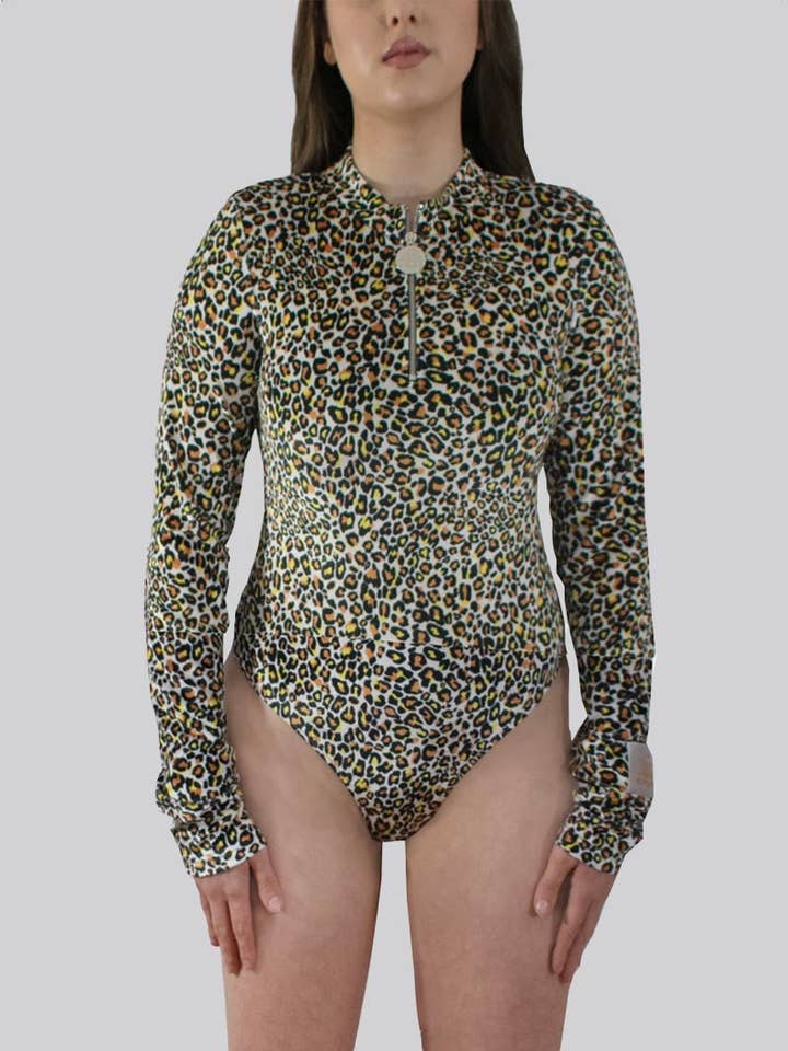 VBS-001: LONG SLEEVE BODYSUIT (CHEETAH - MULTI) for wholesale by JONIMA