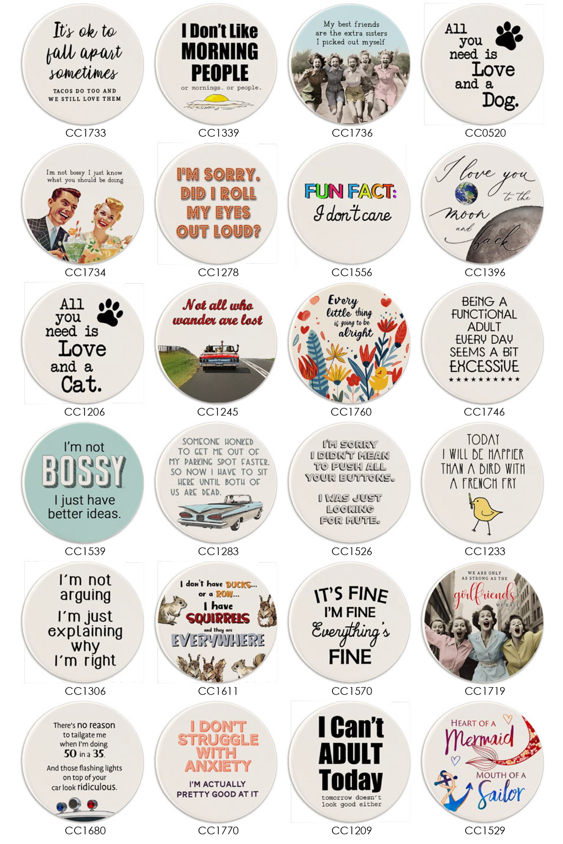 Tipsy Coasters & Gifts - Wholesale Car Coaster - Unisex - CAR COASTER PREPACK - 24-pocket Spinner with Best Sellers1