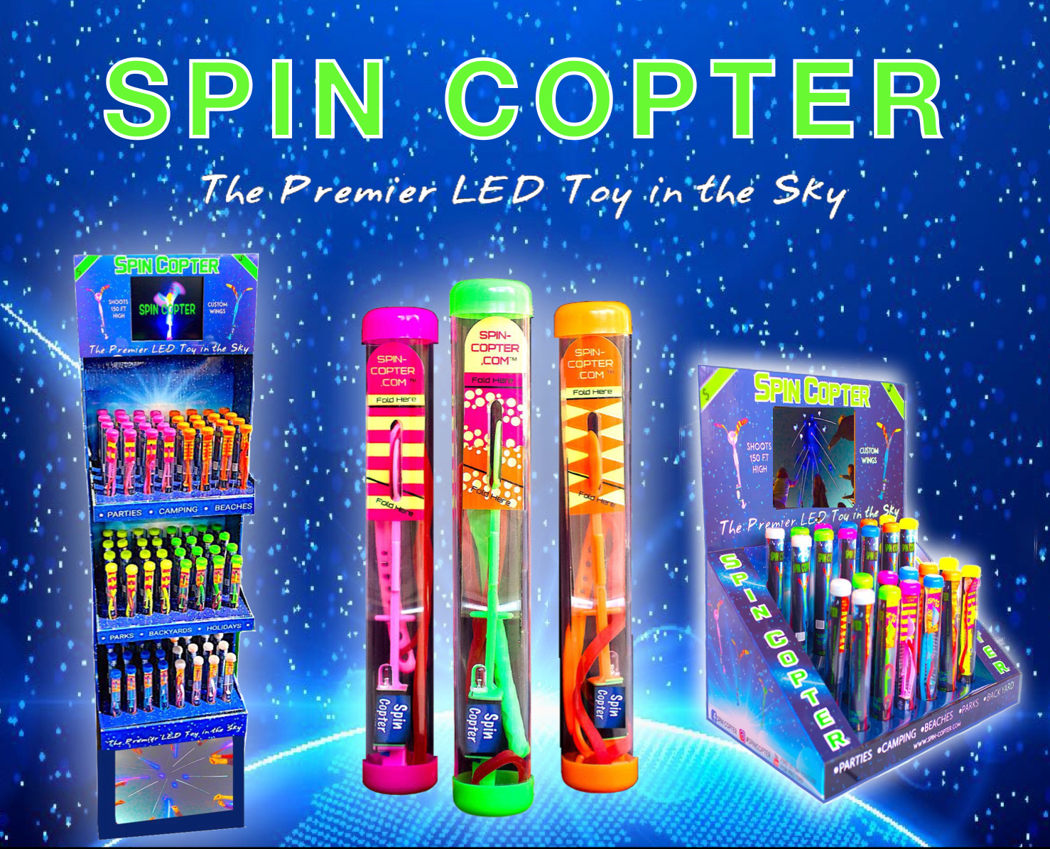 Spin Copter - Wholesale Retailer Display - Kids & Baby - LED Spin Copter--Slingshot Counter Display with Video2