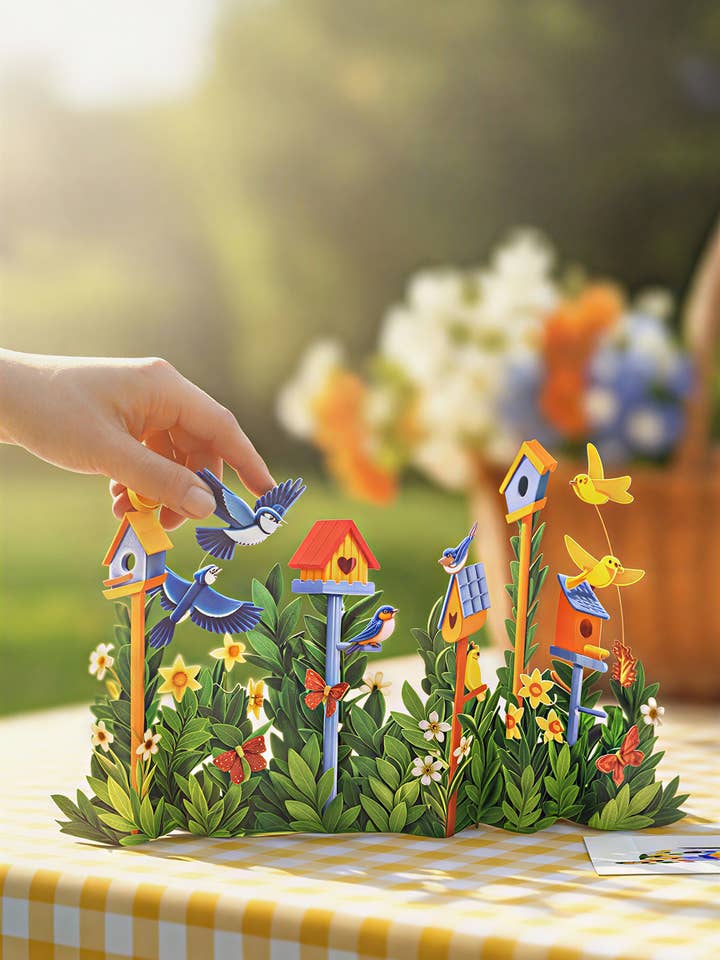 Mini Birdhouse Garden (10 Pop-up Greeting Cards) for wholesale by FreshCut Paper LLC
