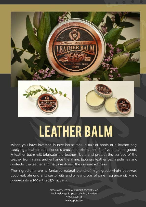 EPONIA EQUESTRIAN LIFESTYLE - Wholesale Horseback Riding Gear - Leather balm - all natural -  100ml1