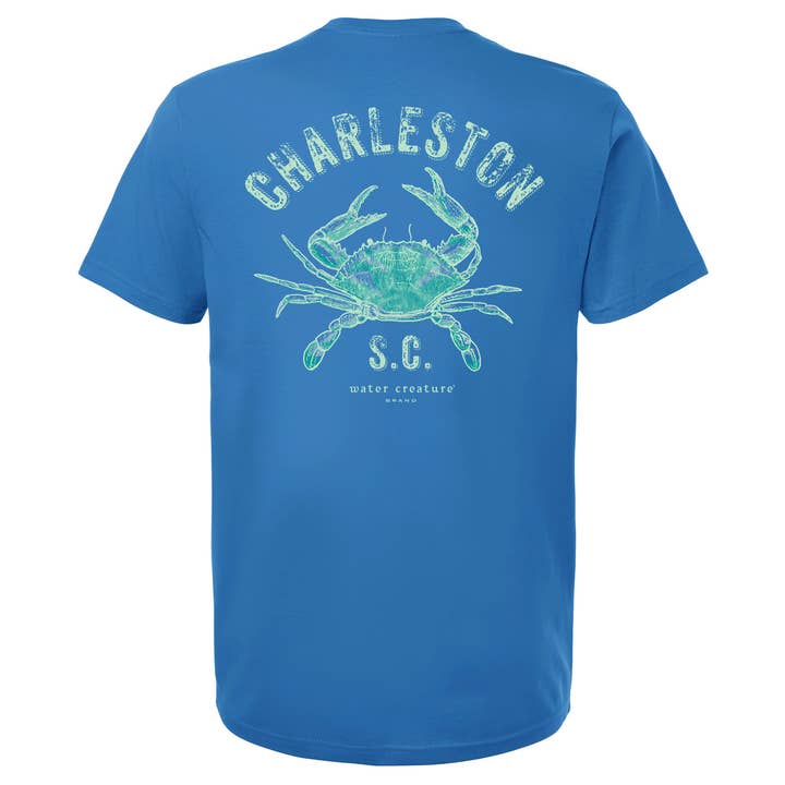 Charleston Apparel - Wholesale Screen Printed T-Shirt - Unisex - Customizable Blue Crab Etching - our original artist drawing