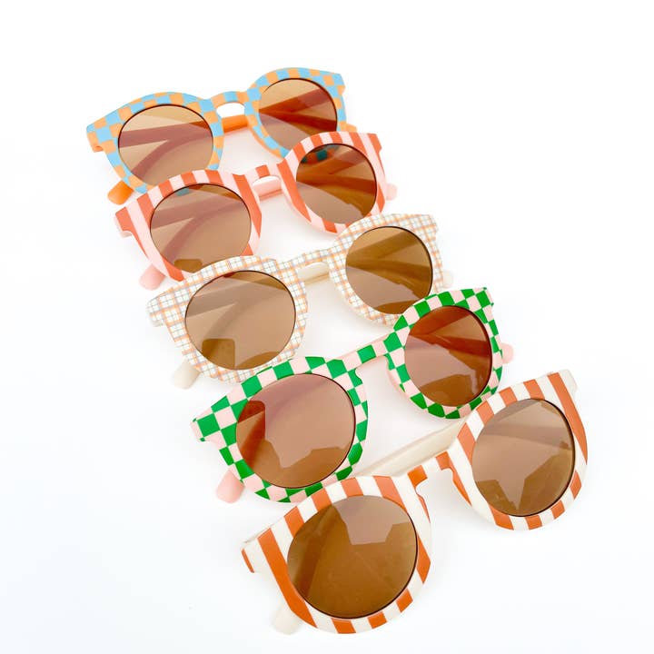 Pip & Co. - Wholesale Sunglasses - Kids - Cabana Blush & Tan Stripe Kids Toddler Sunglasses