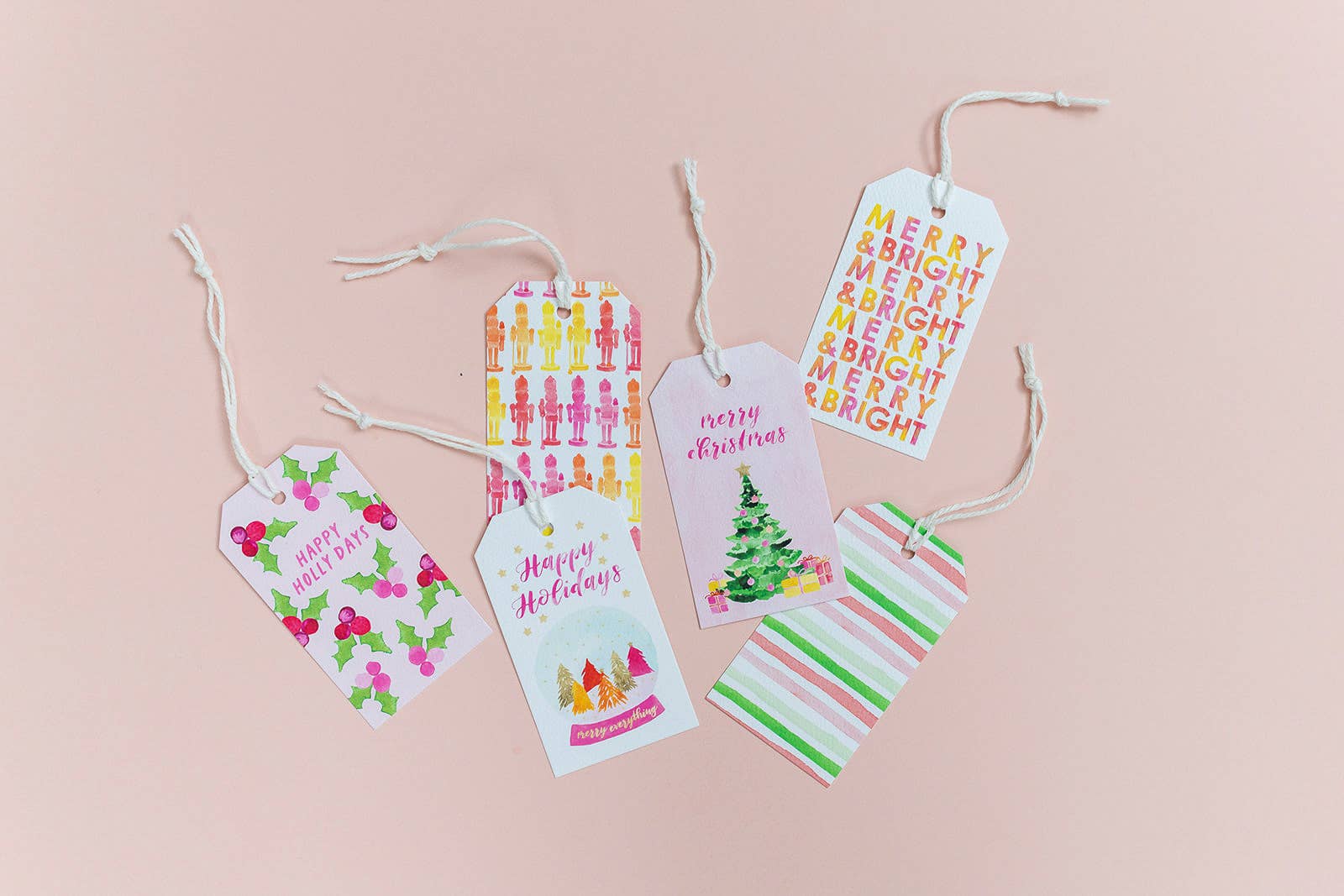 Gert & Co – wholesale Presentetikett – Rosa julgran Holiday Gift Taggar, Uppsättning av 84