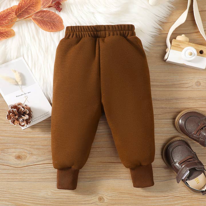 PatPat - Wholesale Trousers – Baby - Baby Boy/Girl Solid Fleece-lining Casual Pants10