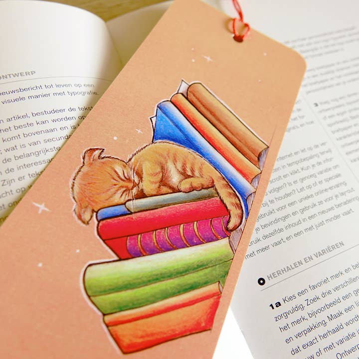 Boekenlegger met kwastje slapende kat for wholesale by Digitaldreamcloud