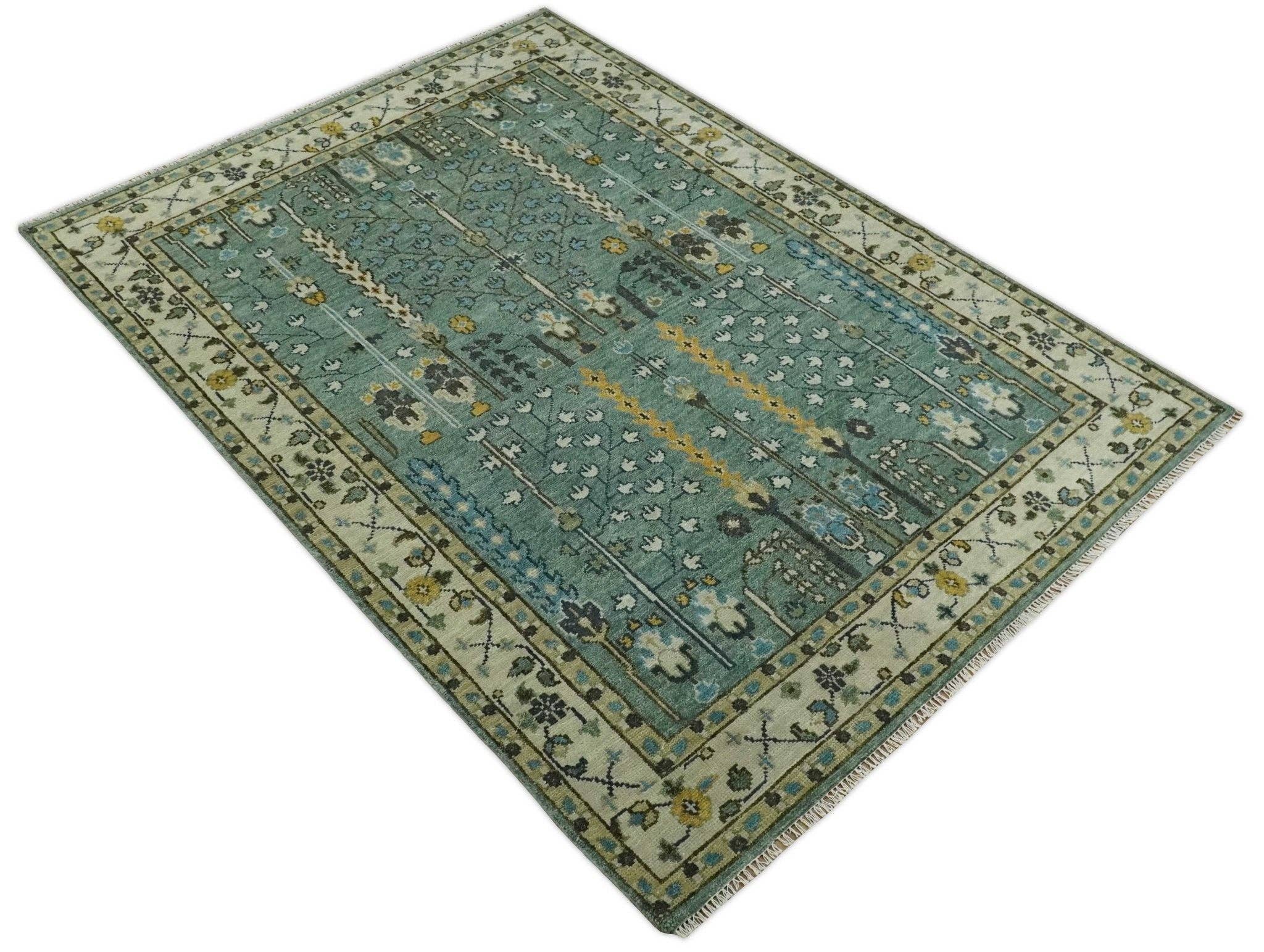 The Rug Decor, Inc. - Wholesale Area Rug - Aqua 5x8, 6x9, 8x10, 9x12, 10x14 and 12x15 Hand Knotted Blue and Ivory Traditional Persian Vintage Heriz Serapi Wool Rug | TRDCP5998109