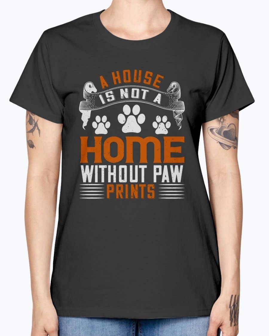 tshirt unlimited – Großhandel T-Shirt mit Siebdruck – Damen – Ein Haus ist kein Zuhause ohne Pfotenabdrücke - Hund- Missy T-Shirt13