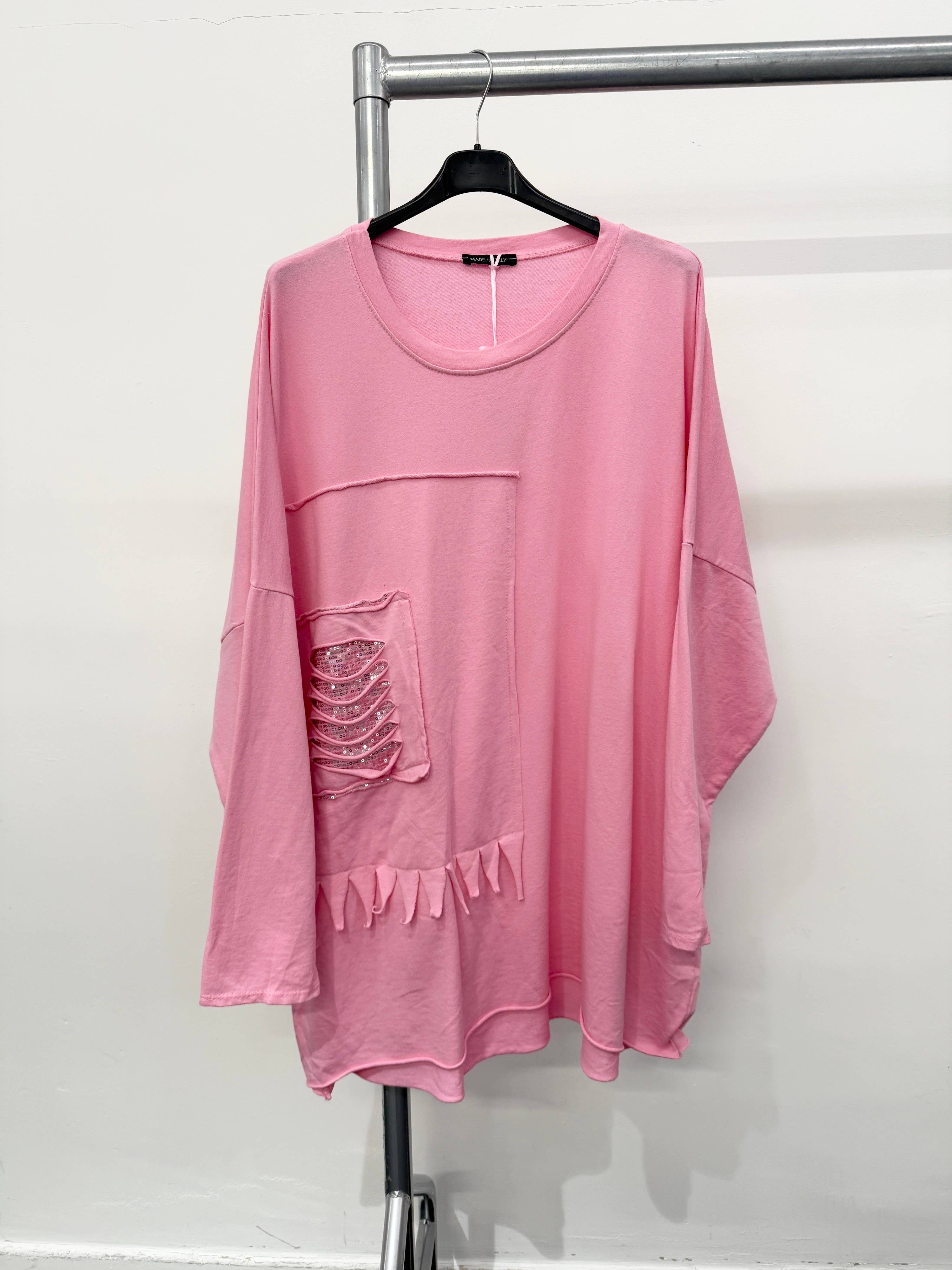 Lucy Sparks - Wholesale Tunic - Women's - Pure stretchy cotton plus size raw edged top with distressed1