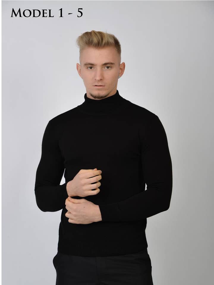 Slim fit Men's knitwear Turtleneck Made in Turkey Model 1 for wholesale by Aron Imani