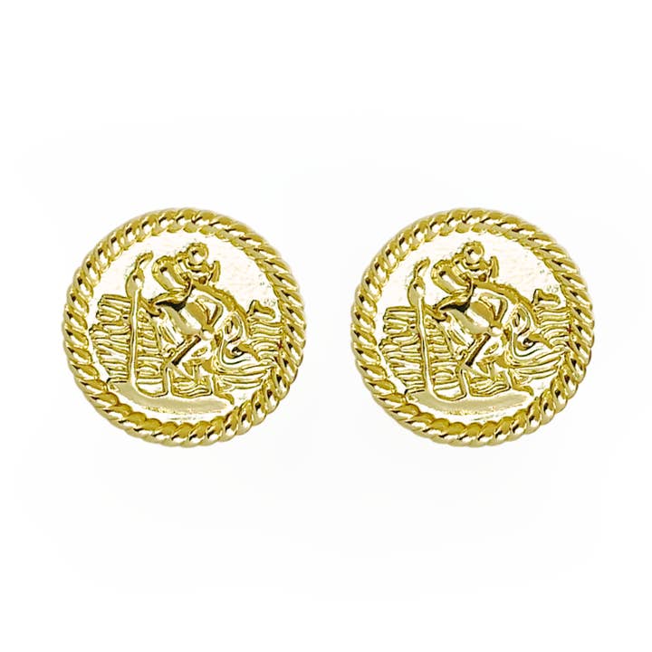 Christophorus-Medaillon-Ohrstecker für den Großhandel von sanctuaire