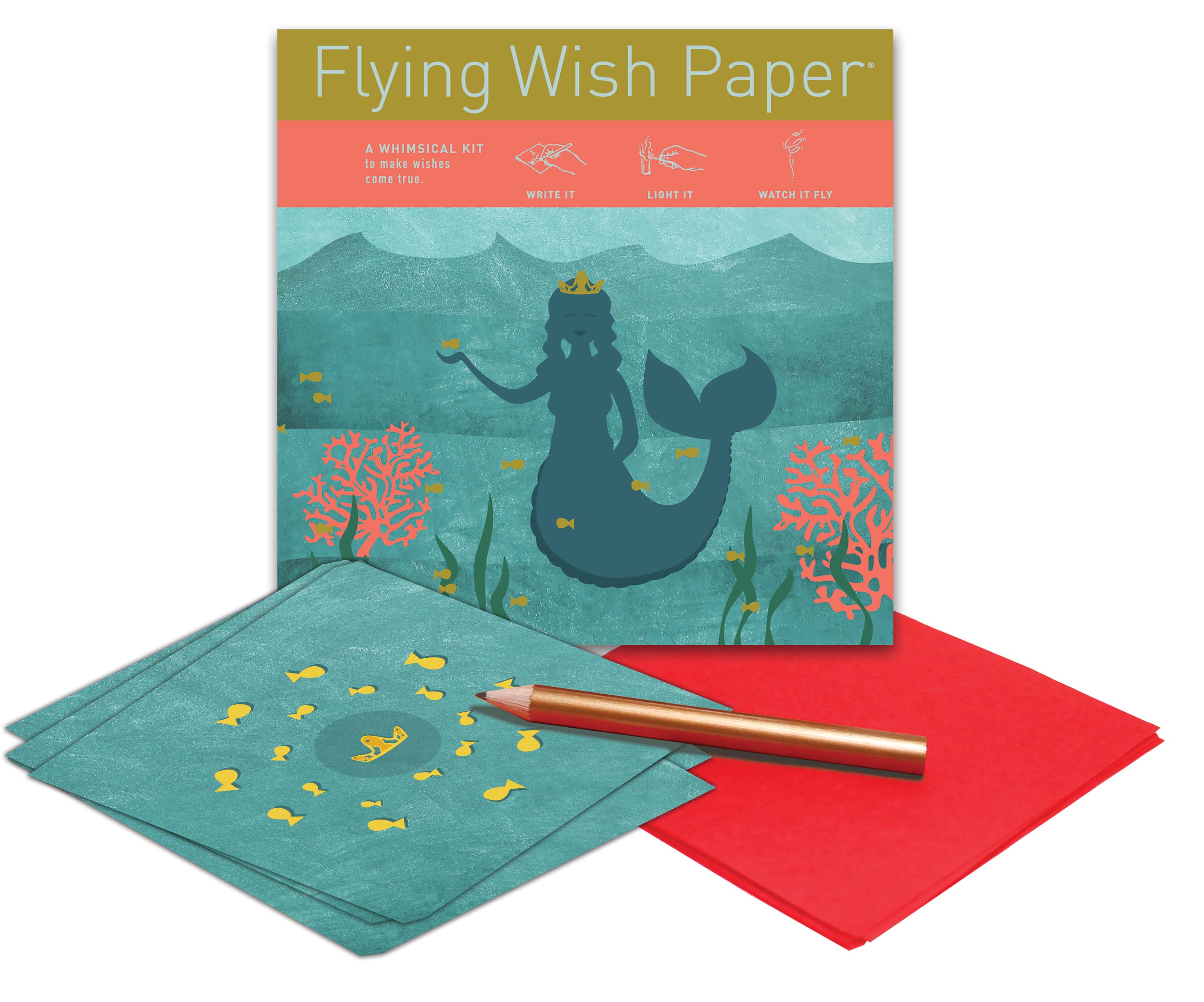 FLYING WISH PAPER ® - Wholesale DIY Craft Kit - MERMAID / Mini Wish-Making Kit / 15 WISH PAPER™ +Accessories1