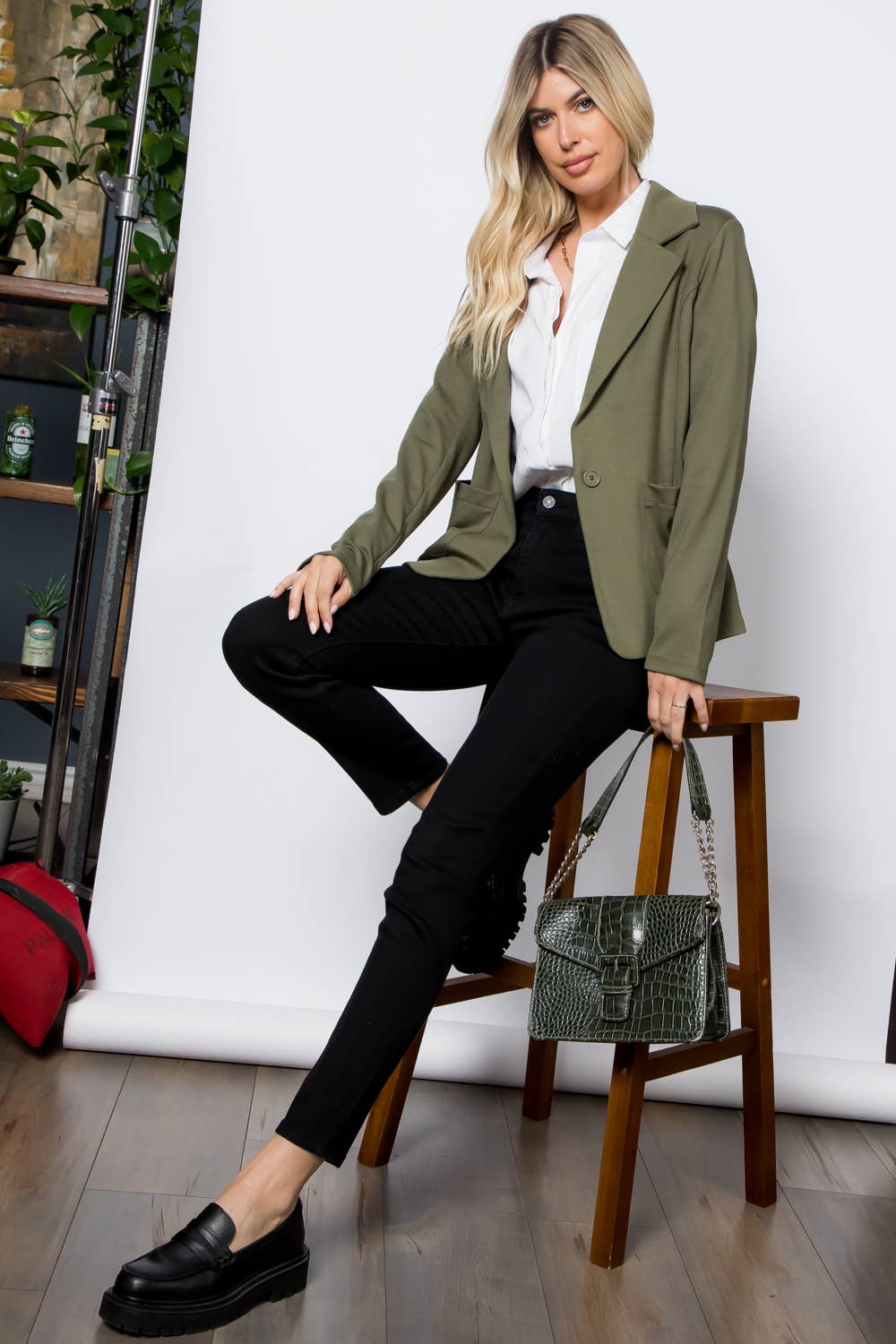 26 International - Wholesale Blazer - Women's - Ponte One Button Front /w Patch Pocket Blazer37