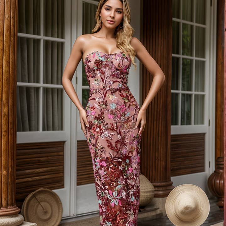 Productseeker - Wholesale Gown - Women's - DR578 Elegant Off-Shoulder Floral Embroidered Sequin Dress7