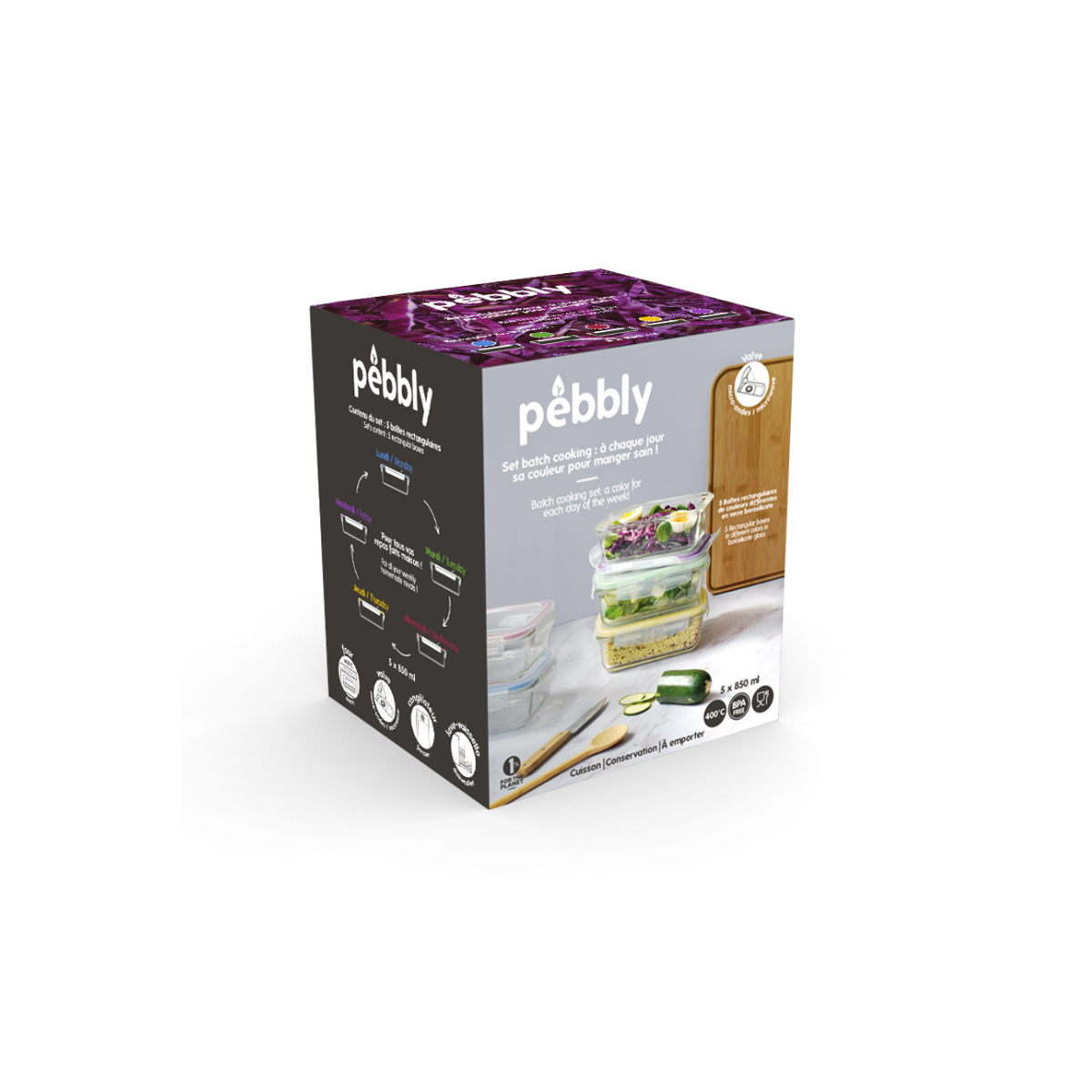 Pebbly International - Wholesale Food storage container - Batch Cooking Glass Storage Set3