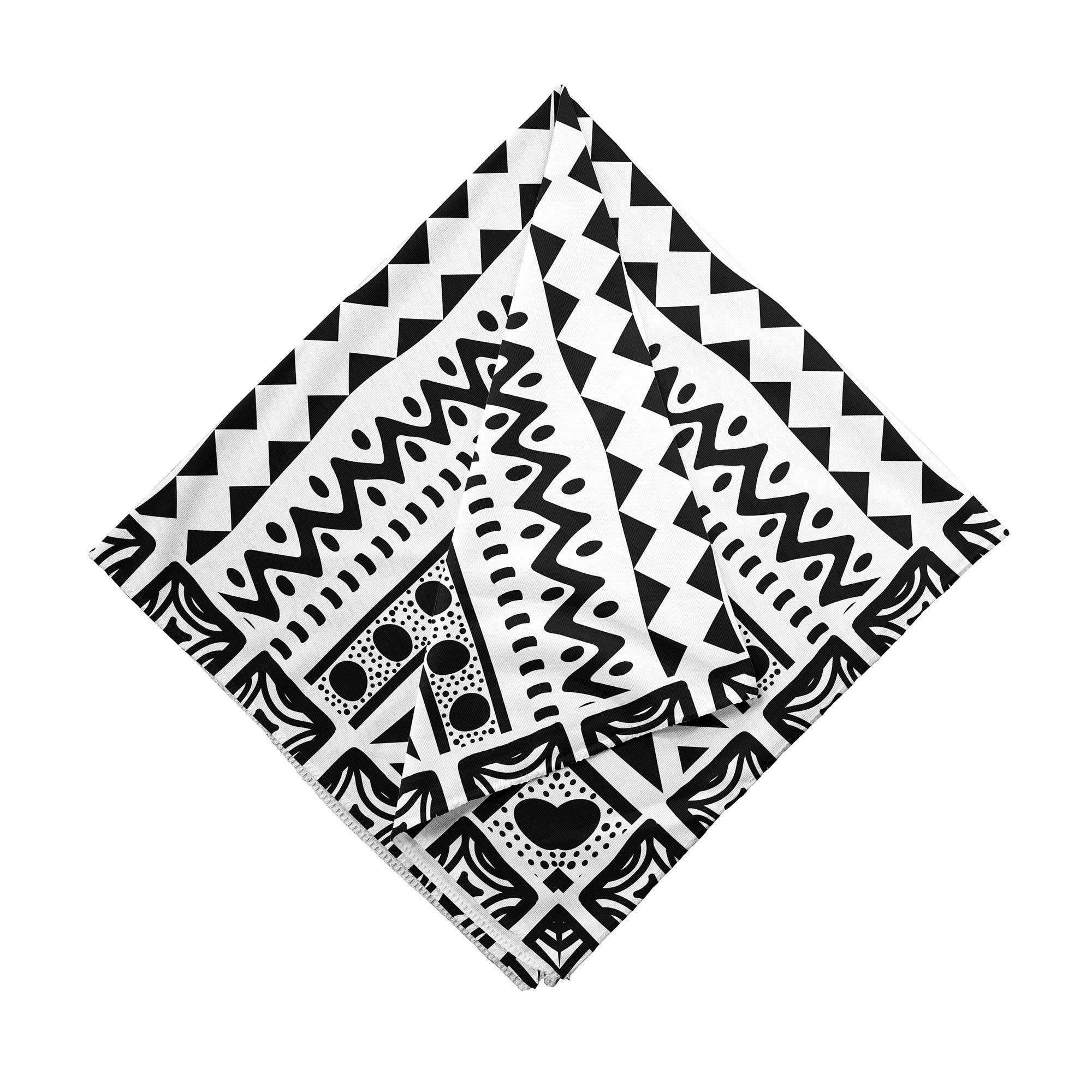 Ambesonne - Wholesale Bandana – Unisex - Black and White Bandana Geometric Tribal Bold Art Print 22"1