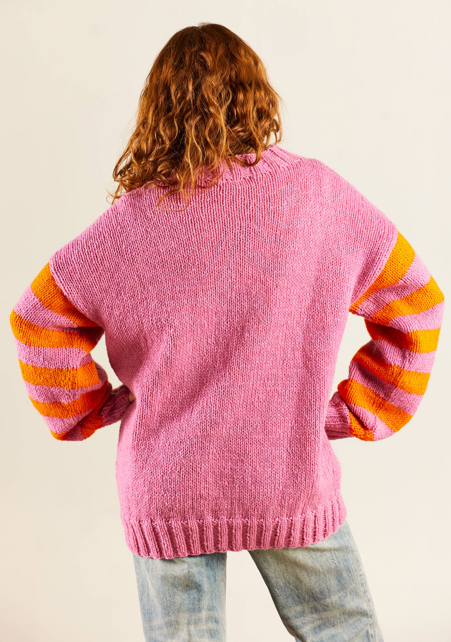 Namaste - Wholesale Knit Sweater - Women's - Smiley Face Stripe Hand Knitted Jumper3