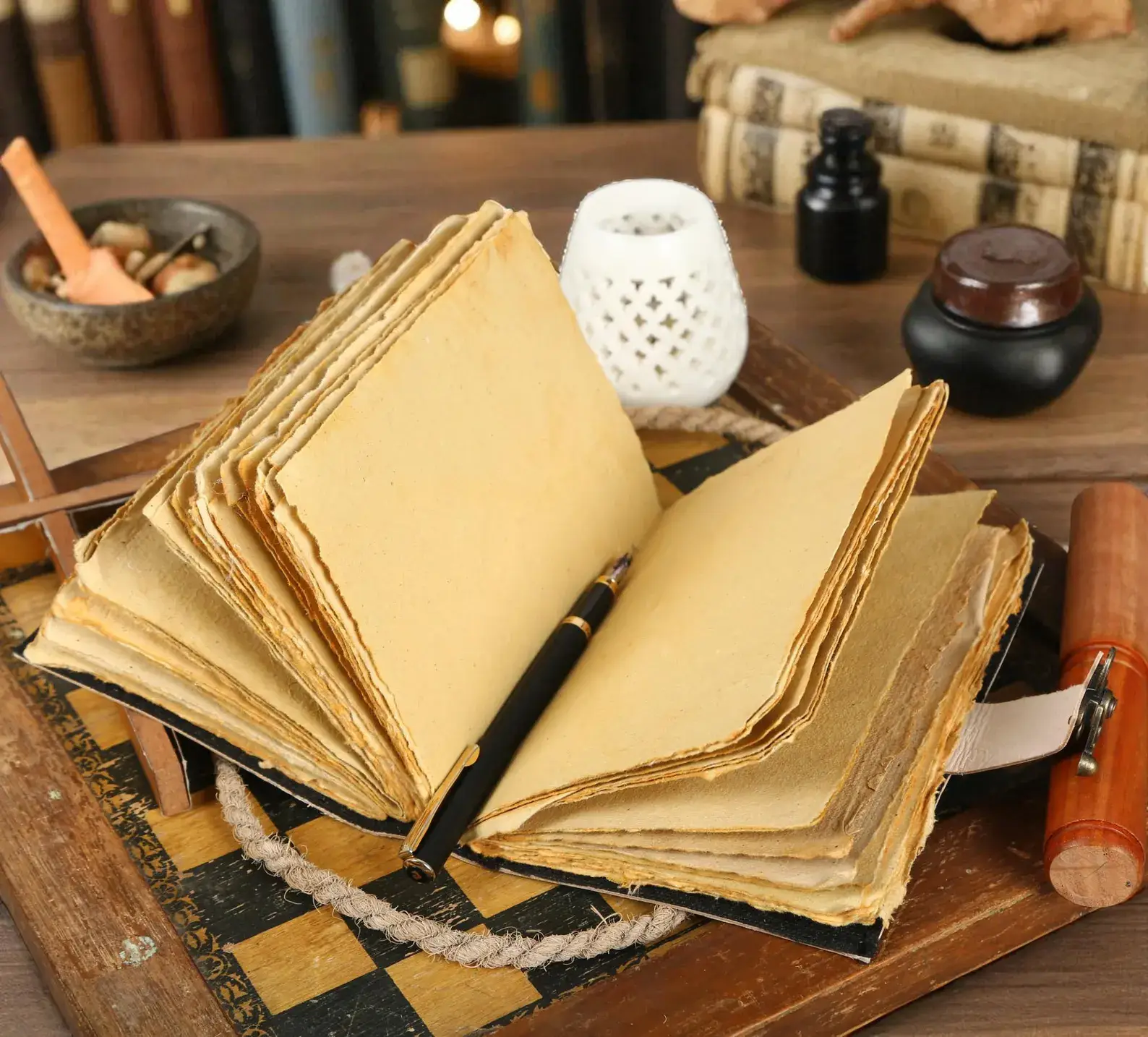 MNM HANDICRAFTS - Wholesale Journal/Diary - Celestial Cat Leather Journal  Handmade Witchy Grimoire Book3