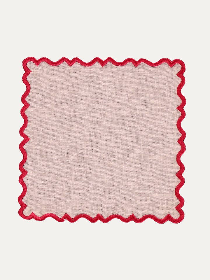 Baby Pink Wavy Cocktail Napkin with Rose for wholesale by Mariaida Home