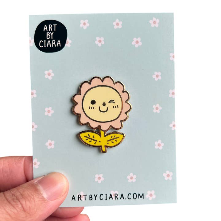Art by Ciara - Wholesale Lapel Pin/Button - Happy Flower Enamel Pin1